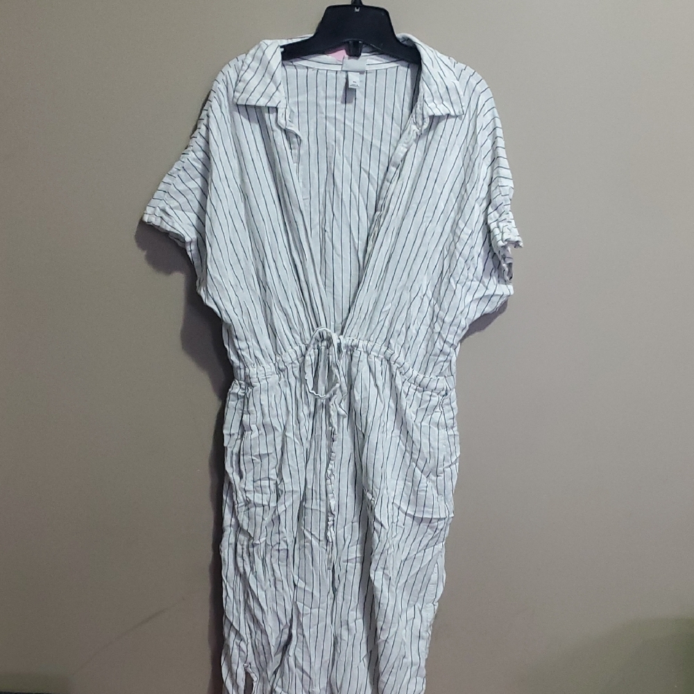 a new day White and Black Striped Midi Dress Size XL
